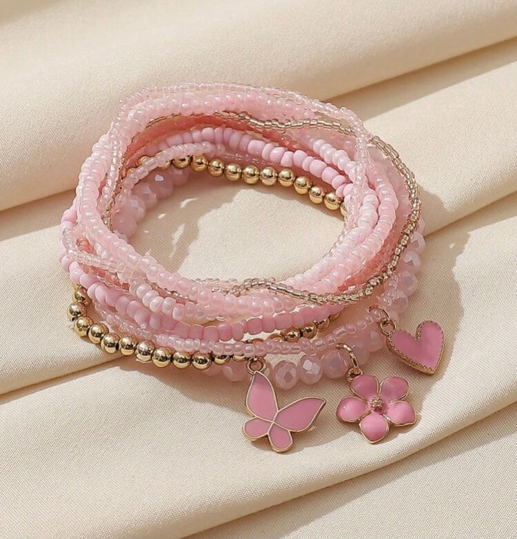 Set handmade bohemian style beaded bracelet