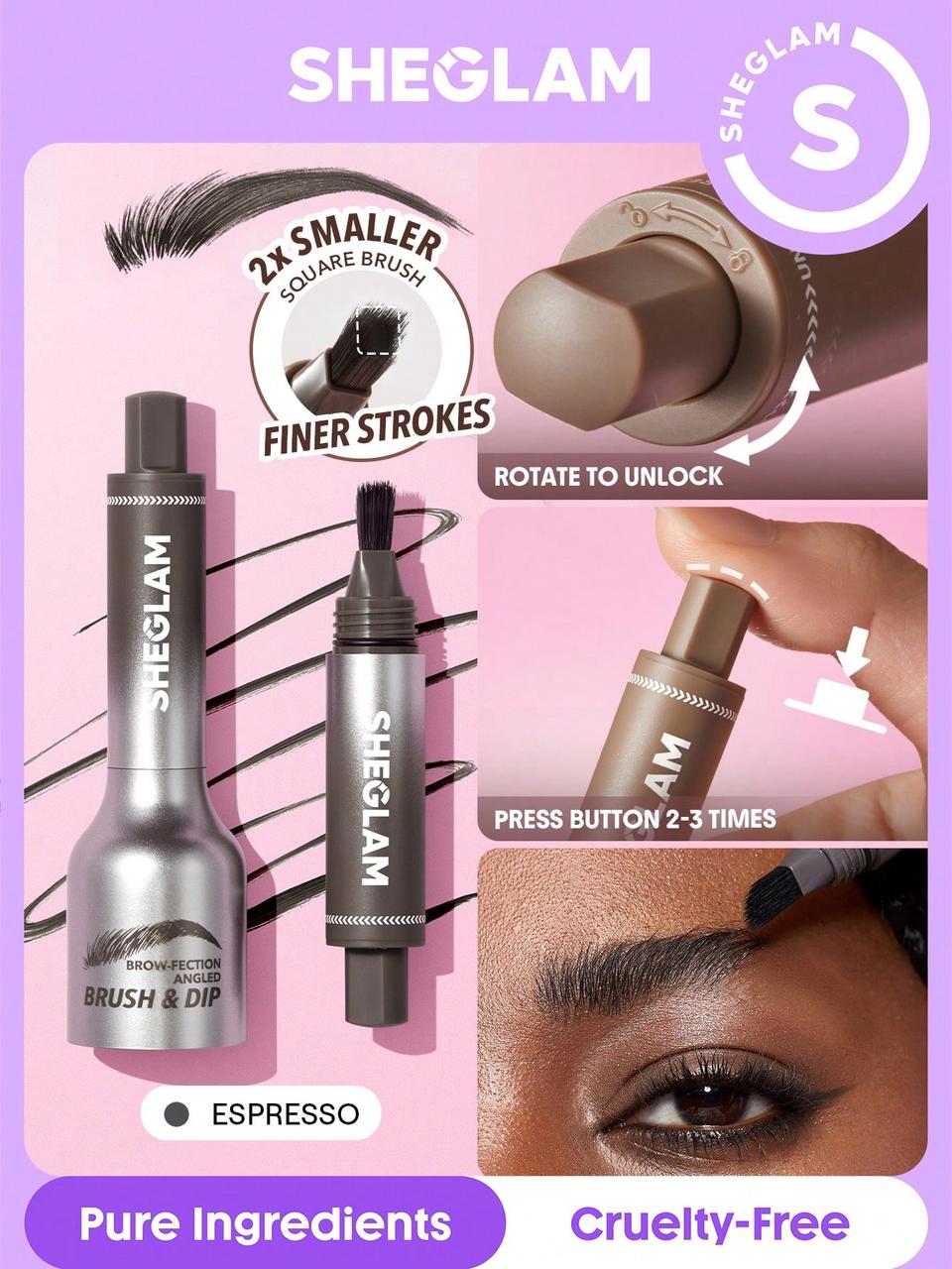 Brow-fection angled brush&Dip