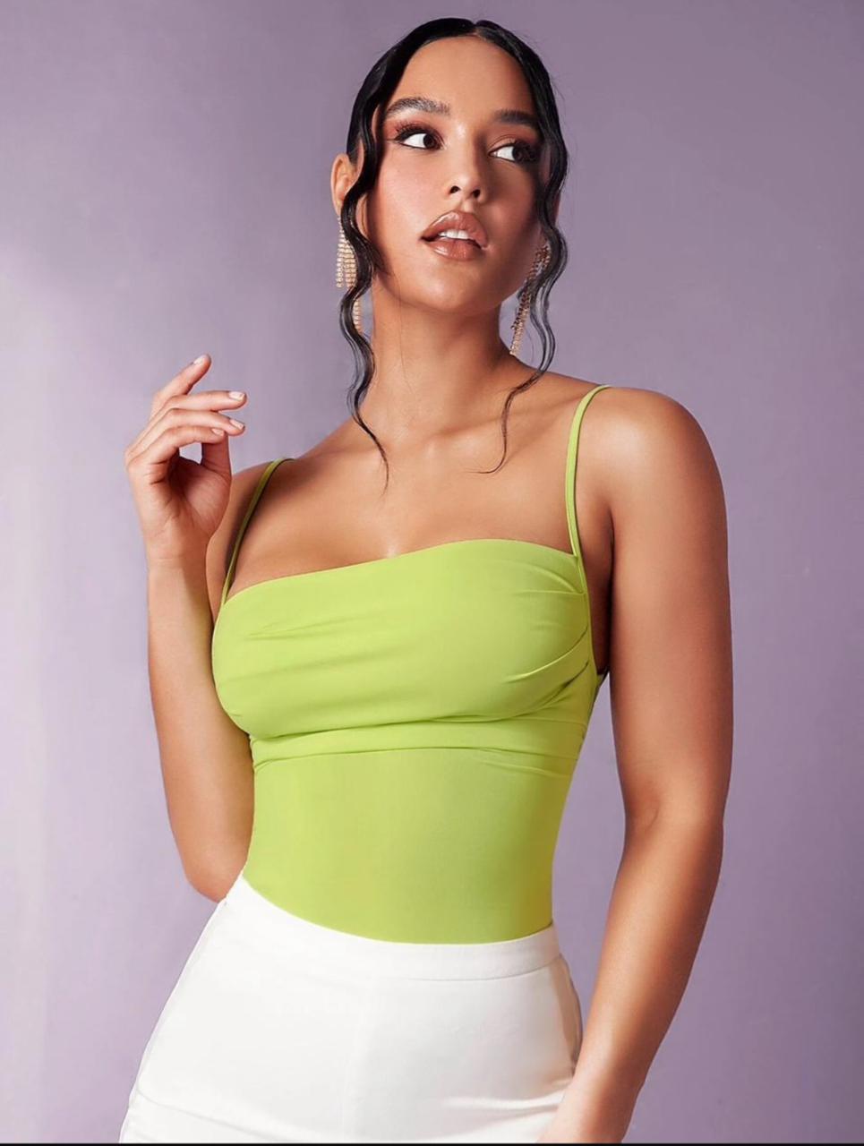 Solid Backless Cami Bodysuit