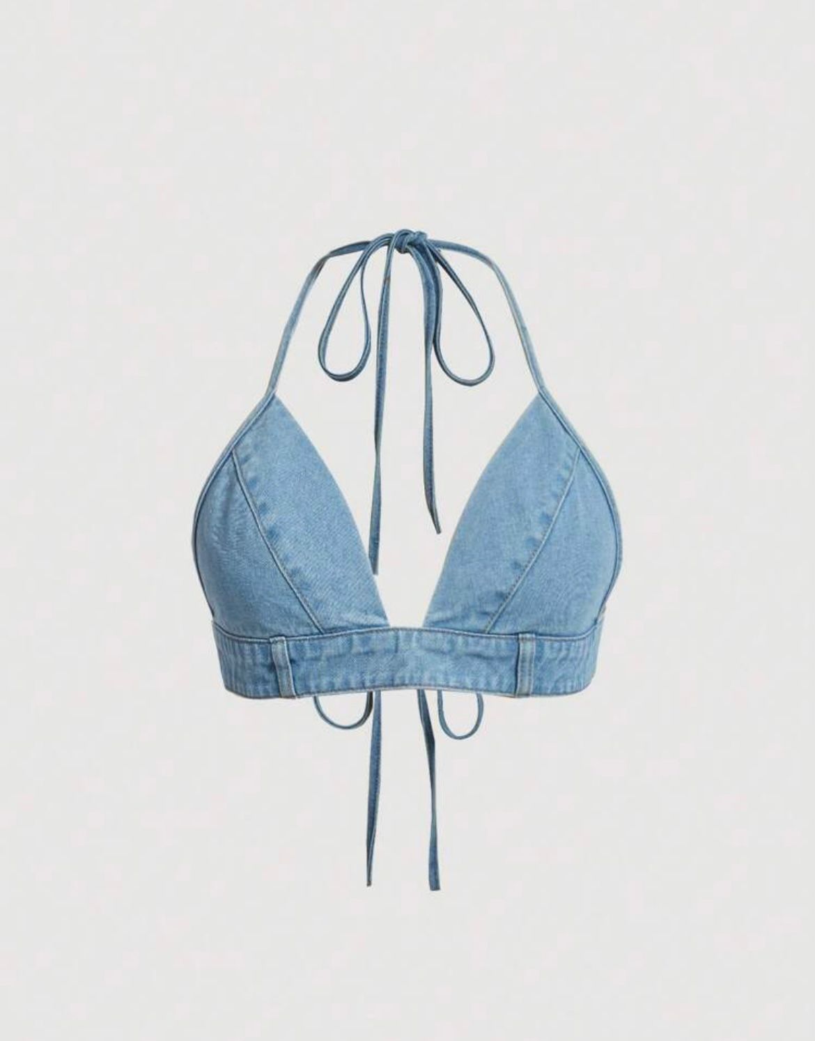 Plus Tie Backless Denim Top