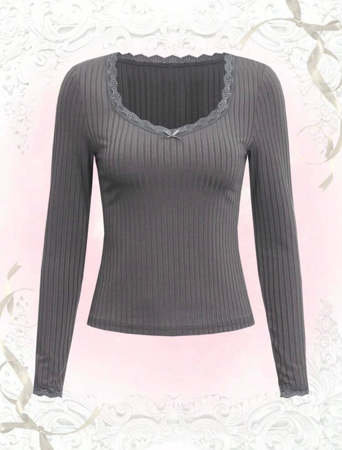 Solid Contrast Lace Tee