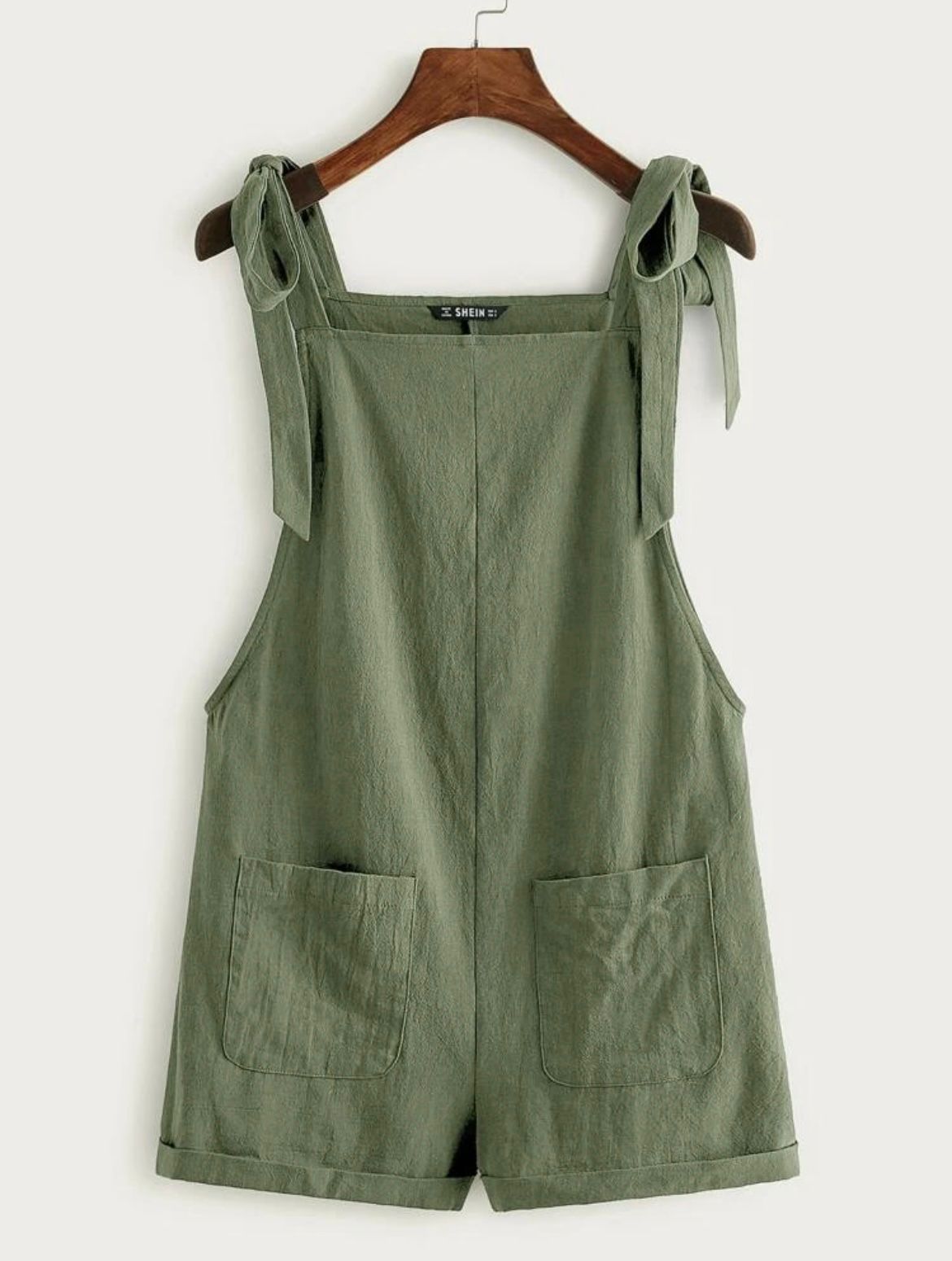 Casual And Loose St Patrick Day Knot Strap Pocket Patched Pinafore