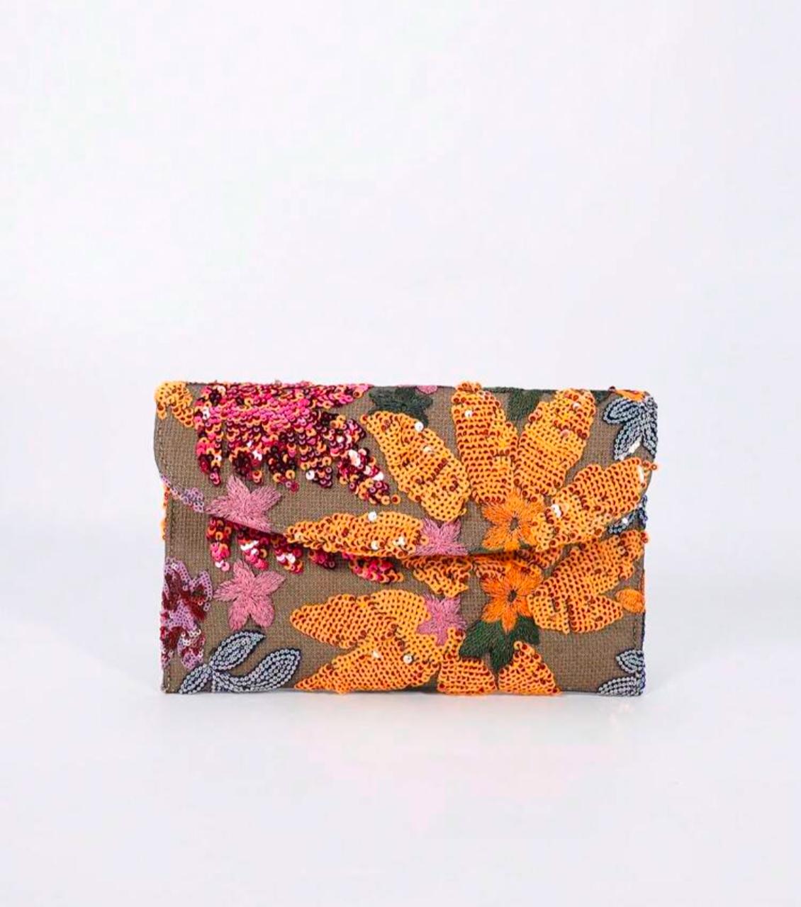 Random Pattern Envelope Bag Sequin Decor Colorblock