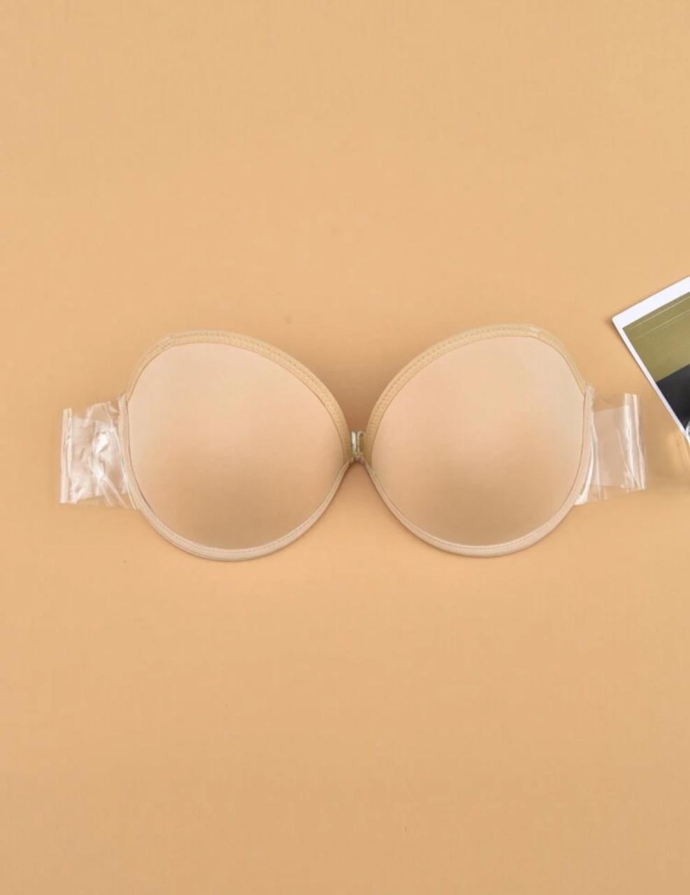 Solid Color Strapless Push-Up Bra With Backless Design
