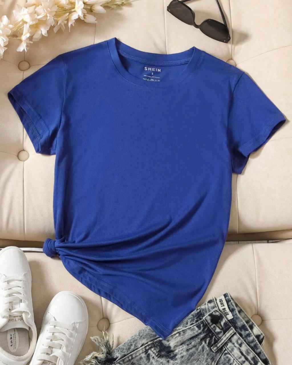 Solid Color Round Neck Short Sleeve T-Shirt