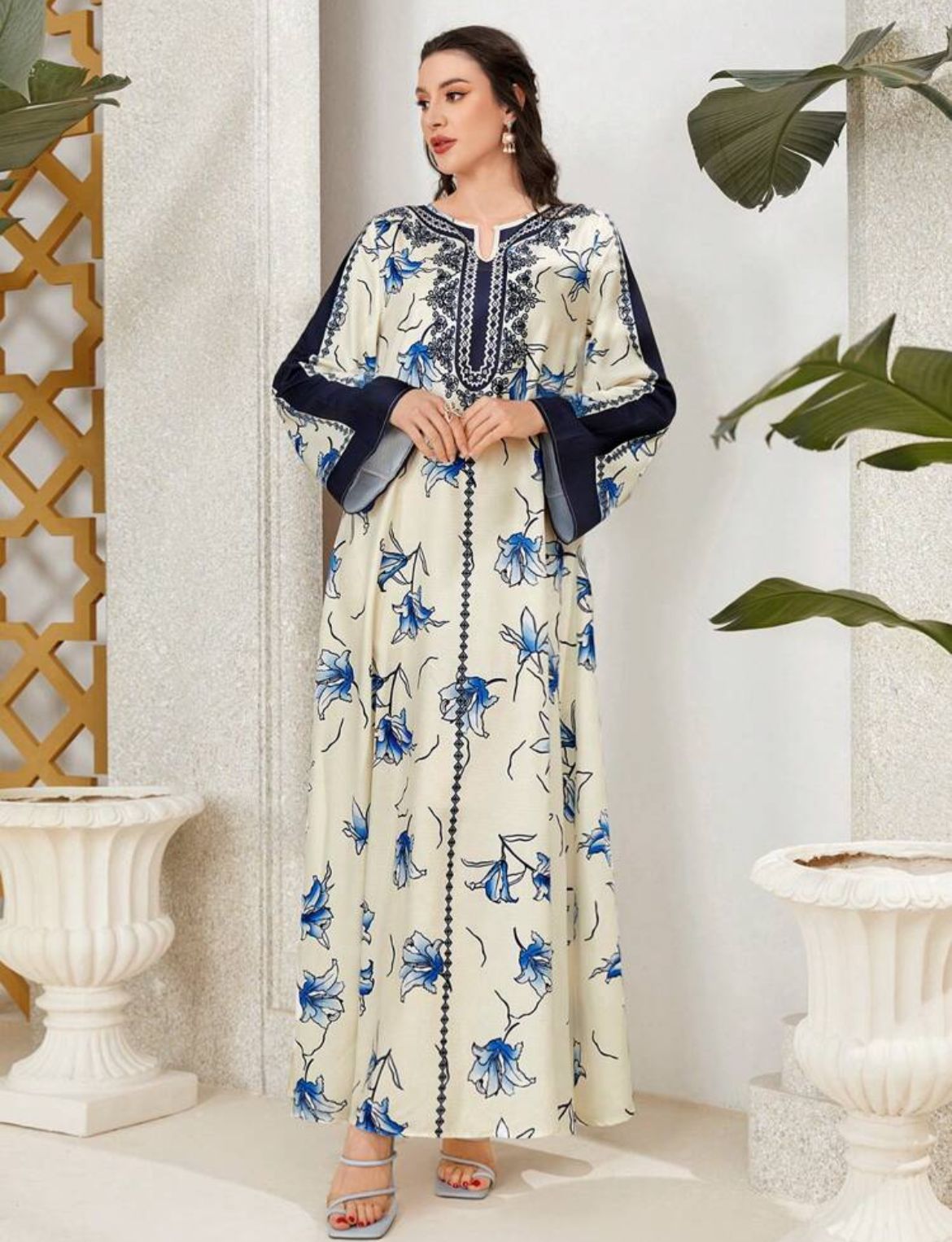 Floral Printed Bell Sleeve Dress