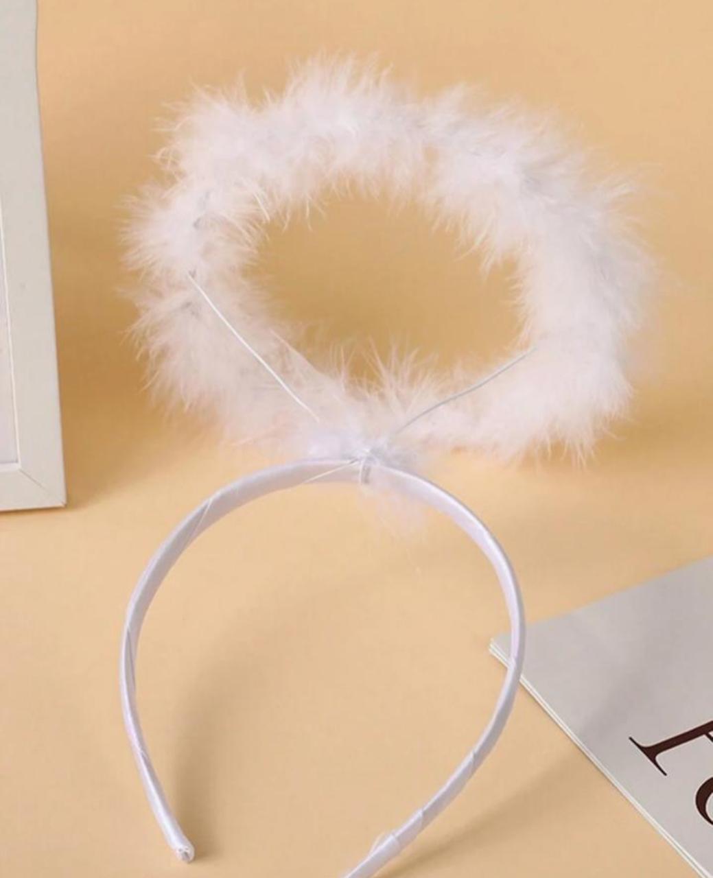Solid Color Natural Feather Angle Halo Headband