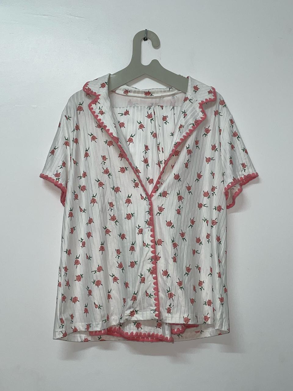 flowers print pajama 2pcs set
