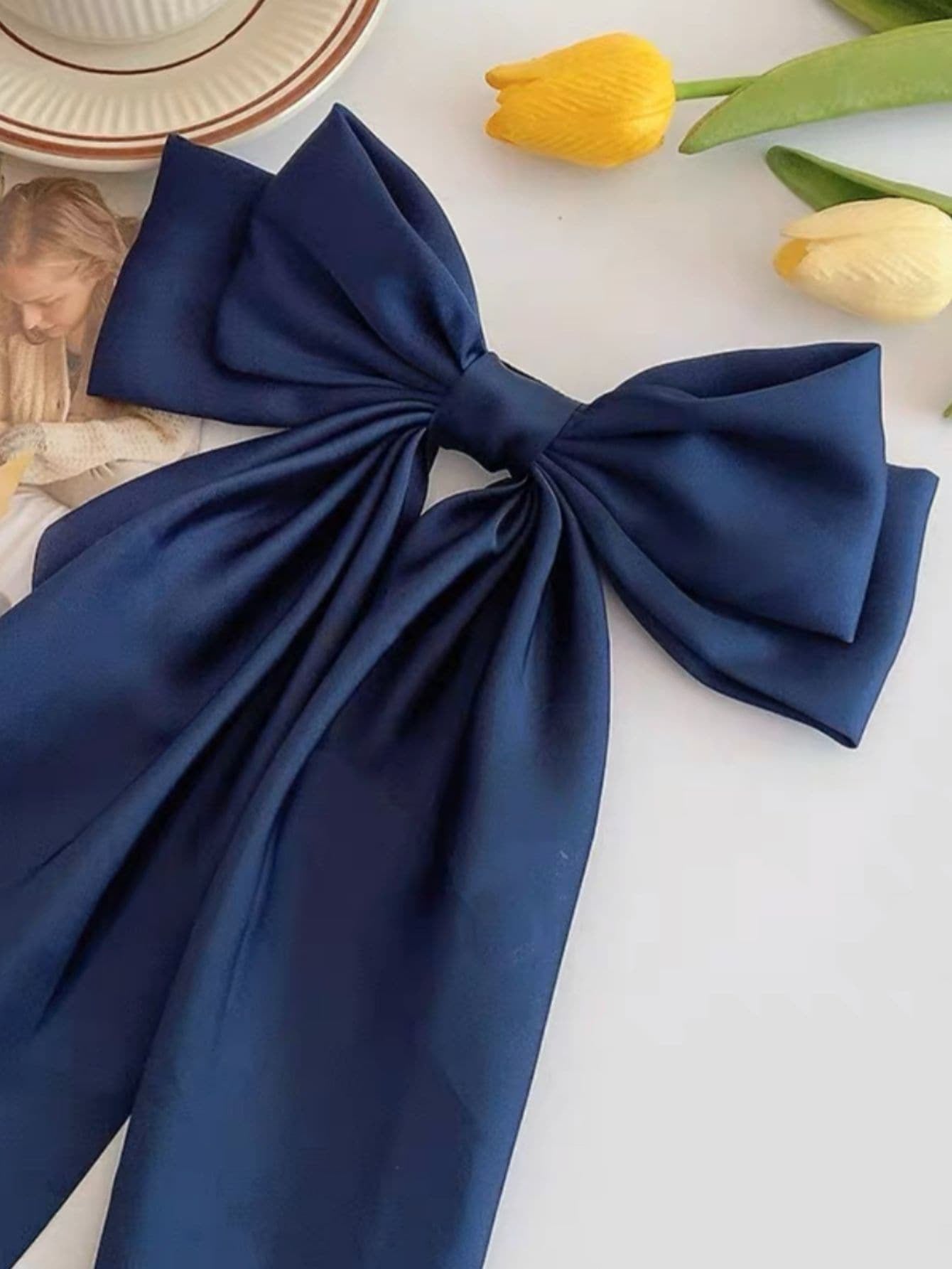 Bowknot satin hair clip