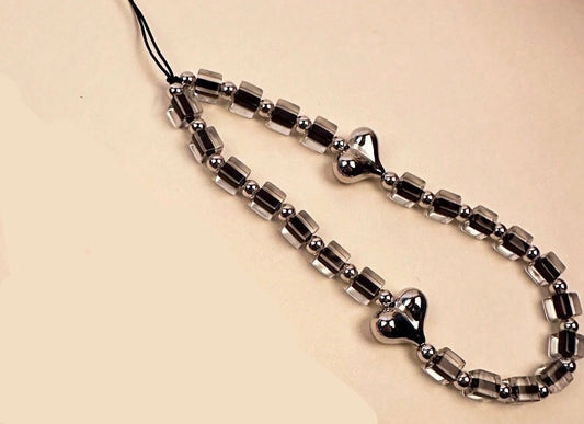 Lady lovely candy crystal phone strap black