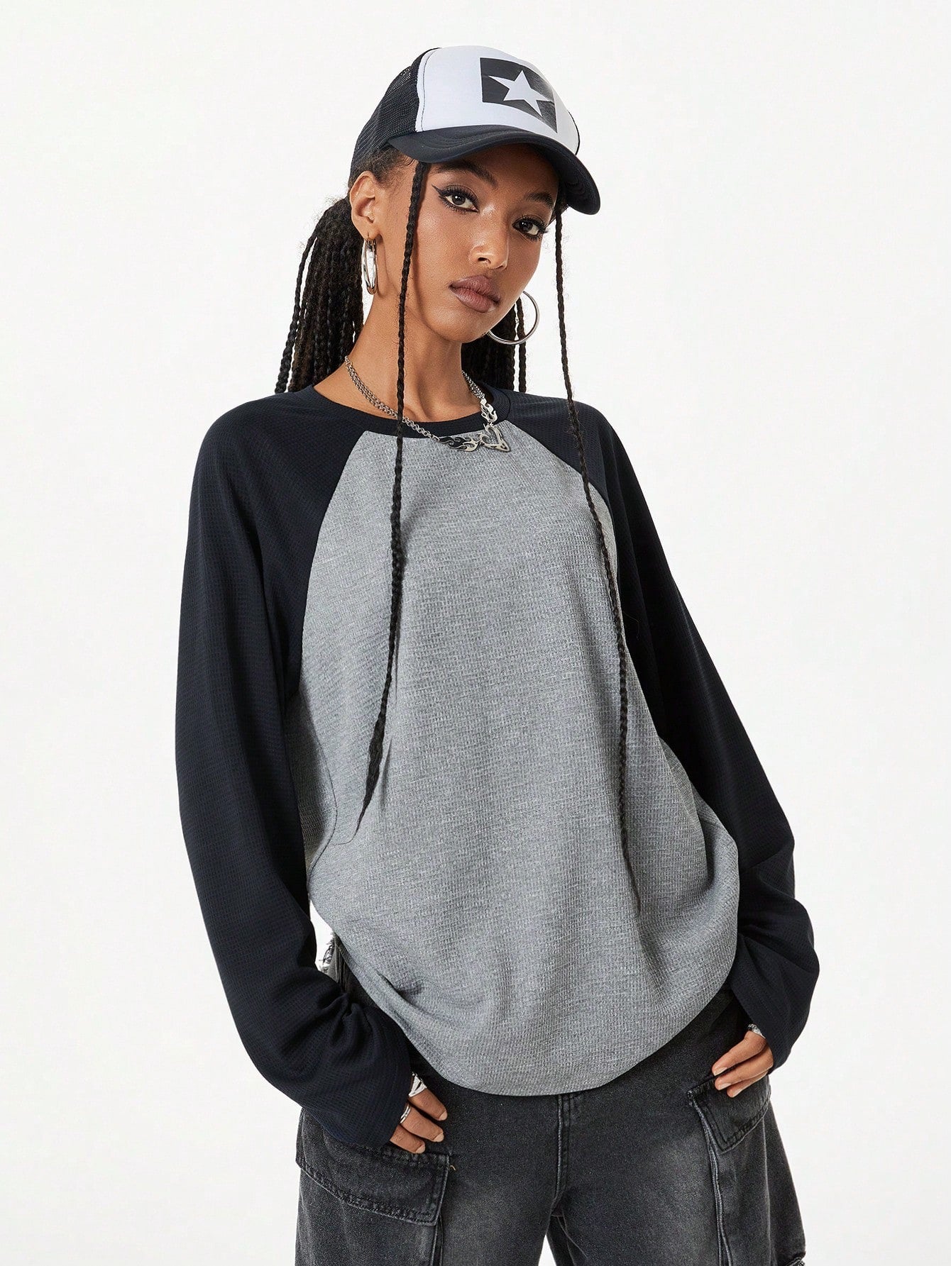 Loose crew neck long sleeves T-shirt
