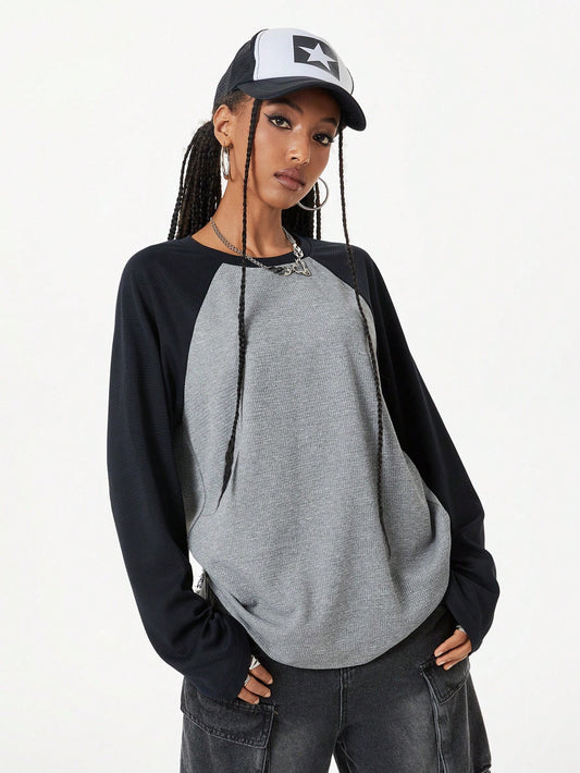Loose crew neck long sleeves T-shirt