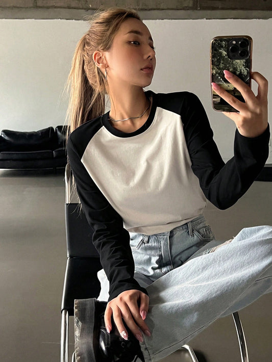 Colorblock crew neck tee