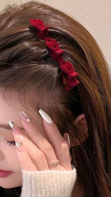Fabric red hair clips