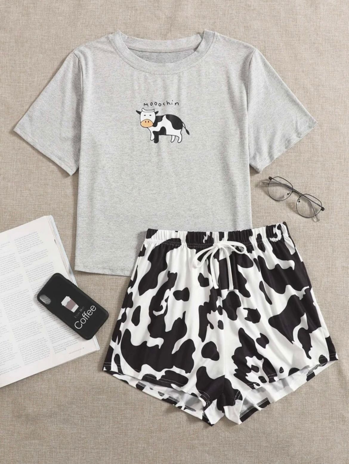CoupledUp Cartoon & Letter Graphic Pajama Set