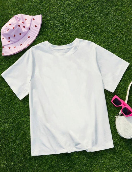 Plus Solid Round Neck Tee