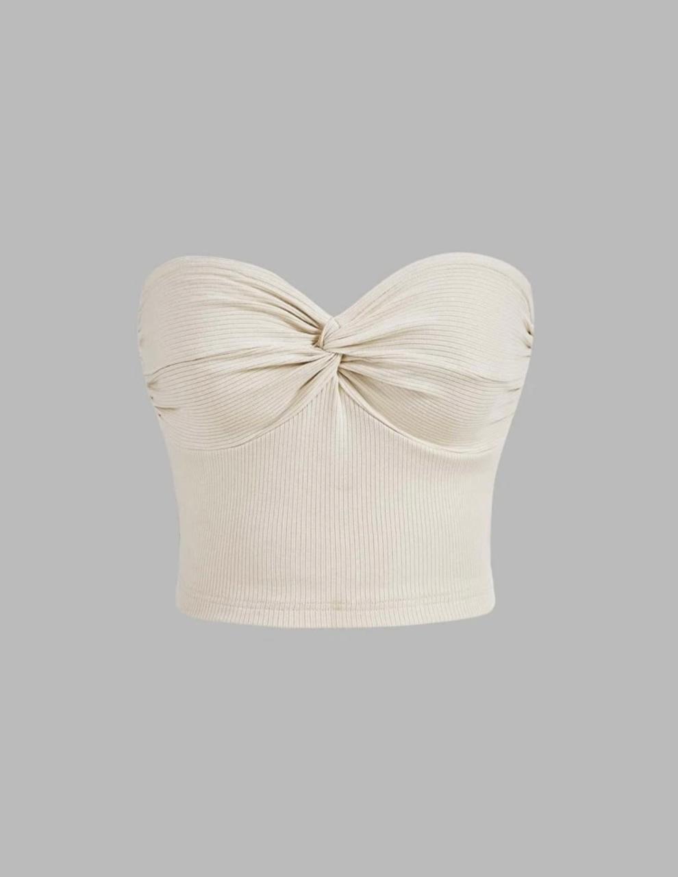 Mod Twist Front Ribbed Knit Bodycon Summer Tube Top