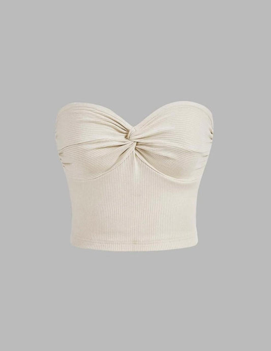 Mod Twist Front Ribbed Knit Bodycon Summer Tube Top