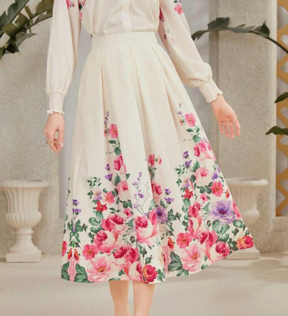 Modely Floral Print Pleated Skirt