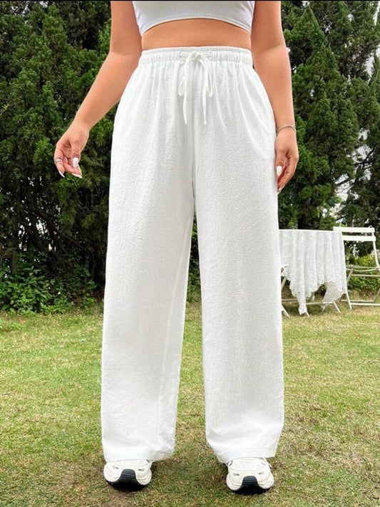 Plus Size Drawstring Straight-Leg Pants