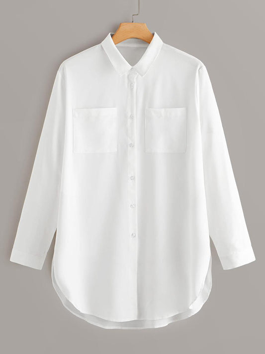 Plus Dip Hem Pocket Shirt