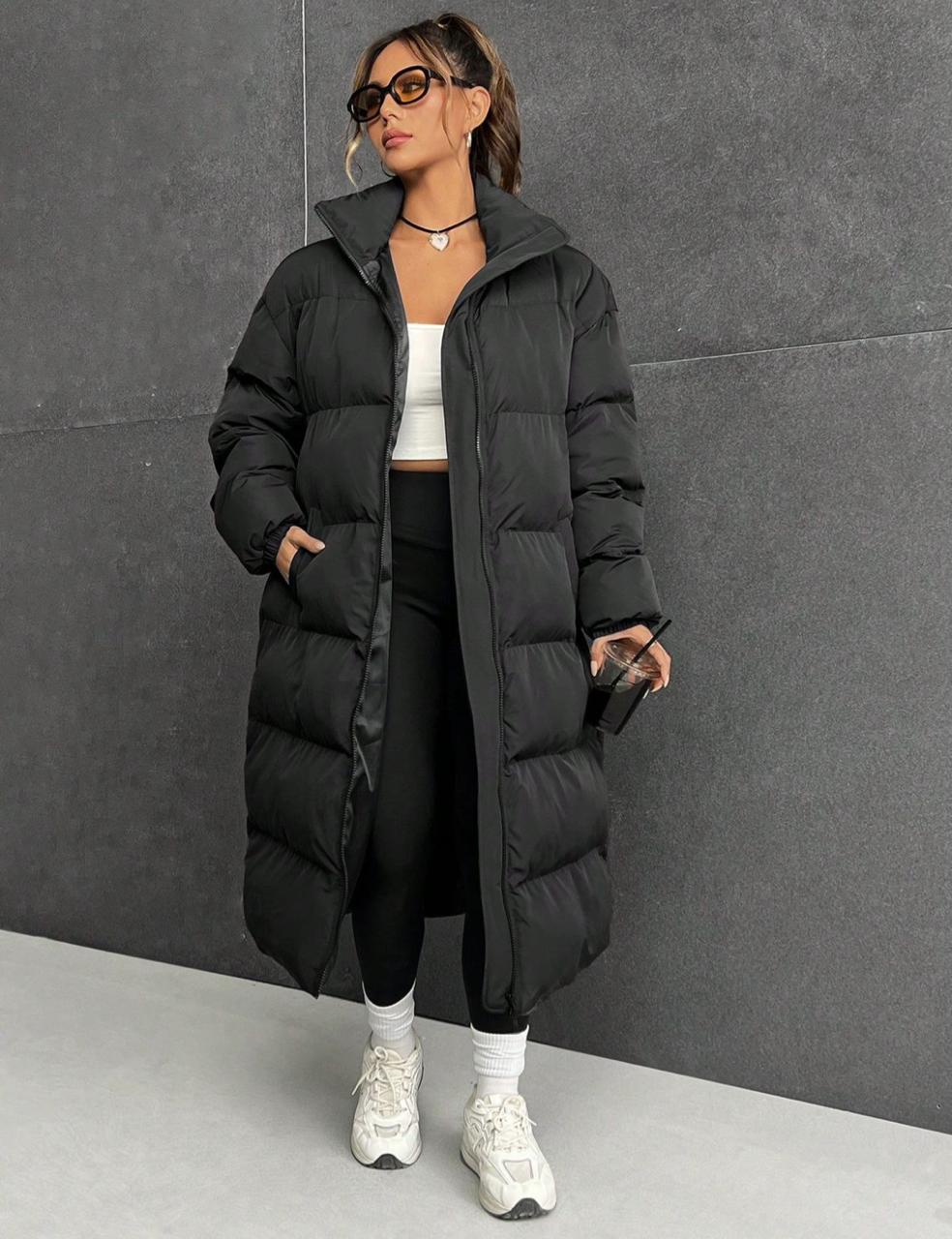 Loose-Fit Long Hooded Padded Coat