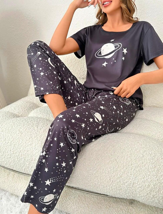 Galaxy Print Tee & Pants PJ Set