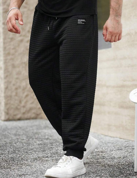 Plus Size Men Casual Drawstring Waist Sweatpants