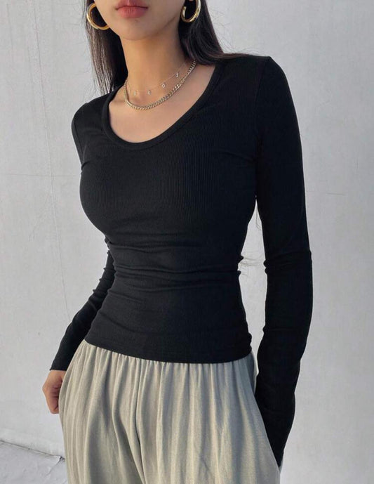 Round Neck Ribbed T-shirt