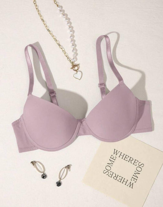 Plain Color Wire-Rimmed Bra