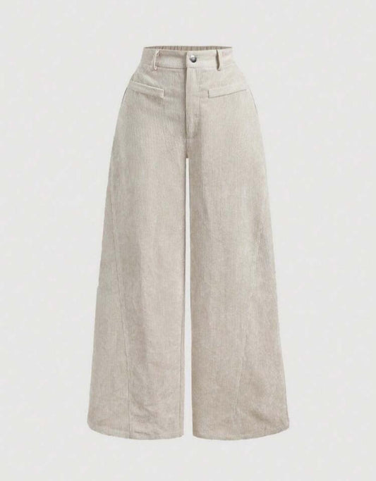 Plus Size Solid Color Vintage Simple Daily Corduroy Rib Pants