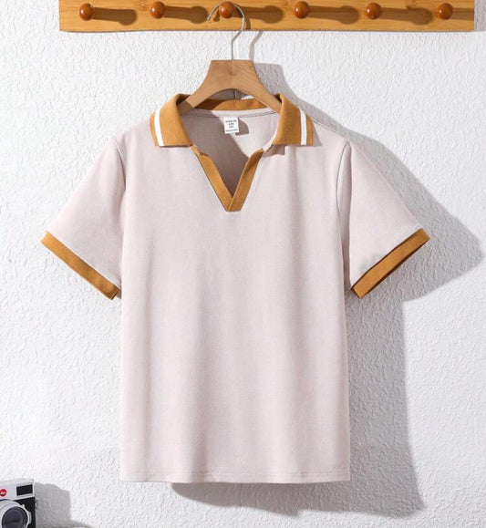 Polo Shirt With Flat Collar Short Sleeve