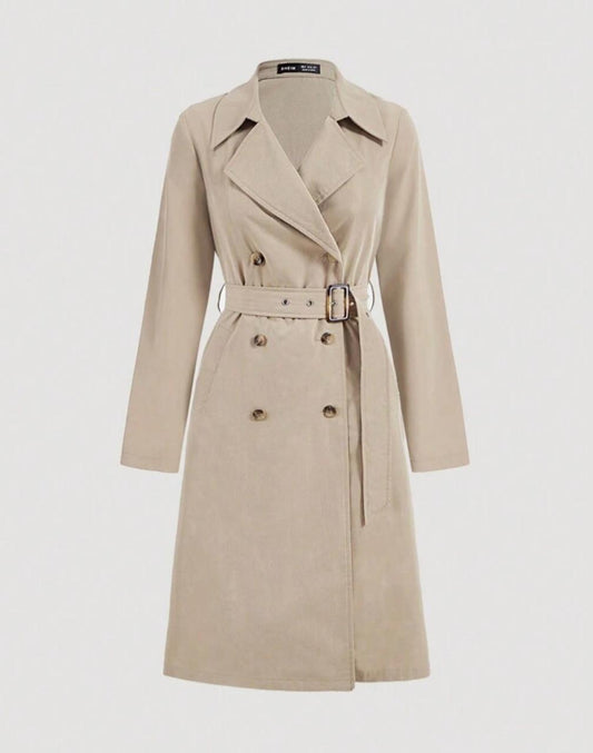 Long-Sleeved Waist Trench Coat