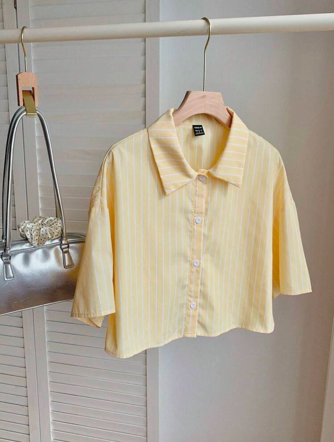 Casual Striped Loose Cropped Shirt