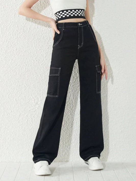 Flap Pocket Side Cargo Jeans