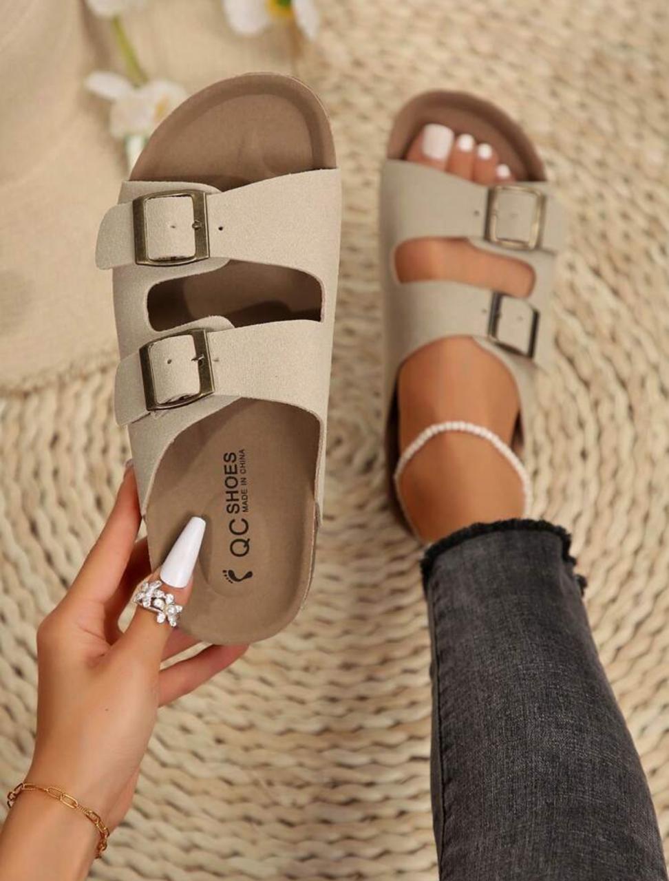 Buckle Flat Mules Sandals
