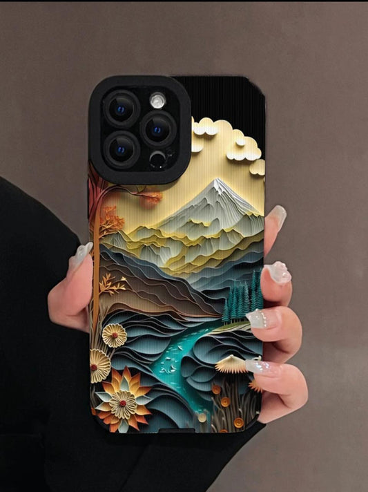 Leather Landscape Pattern Phone Case