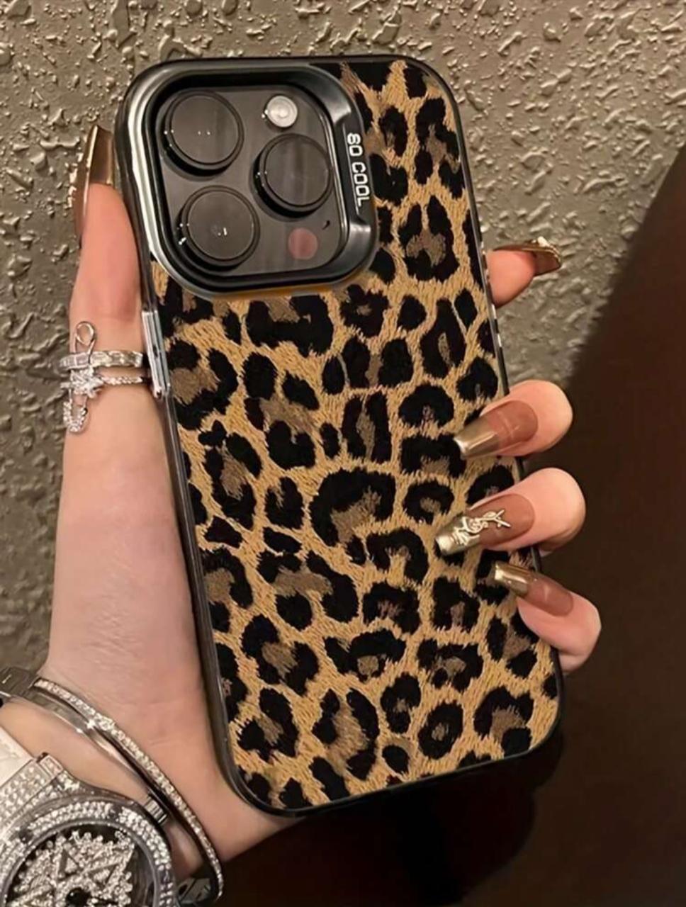 Leopard Print Black Shockproof Soft Phone Case