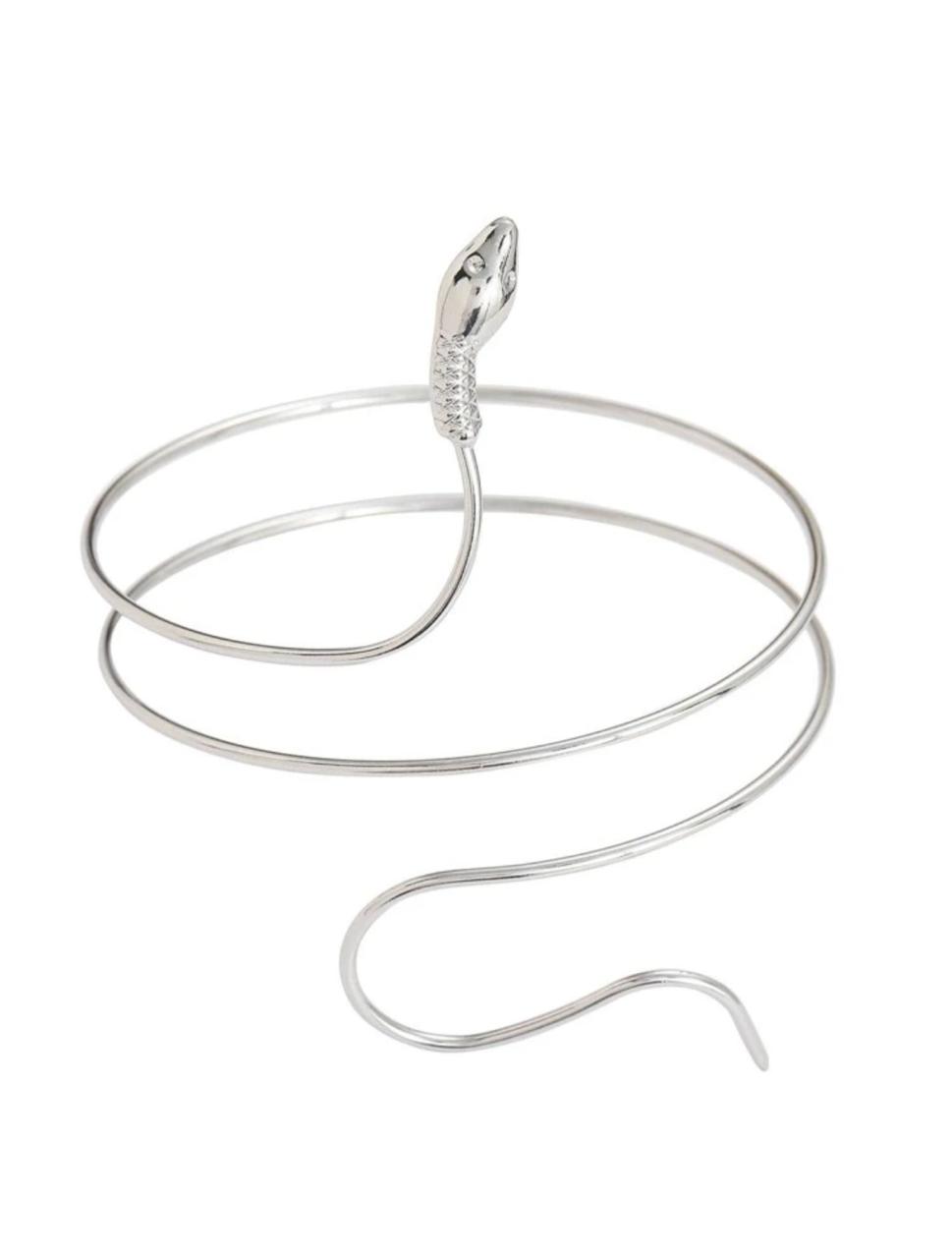 Minimalist Metal Silver Snake Cuff Bracelet