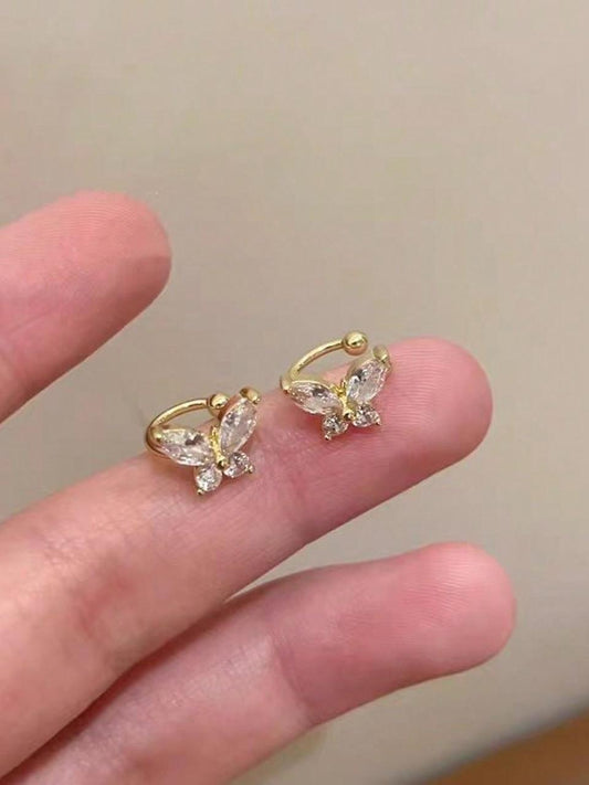 Crystal & Rhinestone Butterfly Clip-on Earrings
