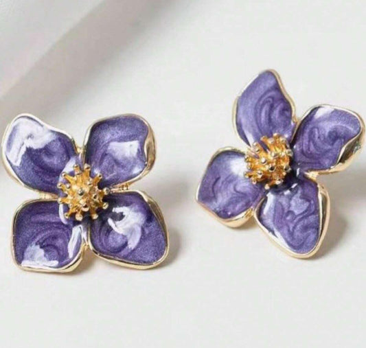 Fashion Hibiscus Flower Glazed Vintage Inspired Earrings