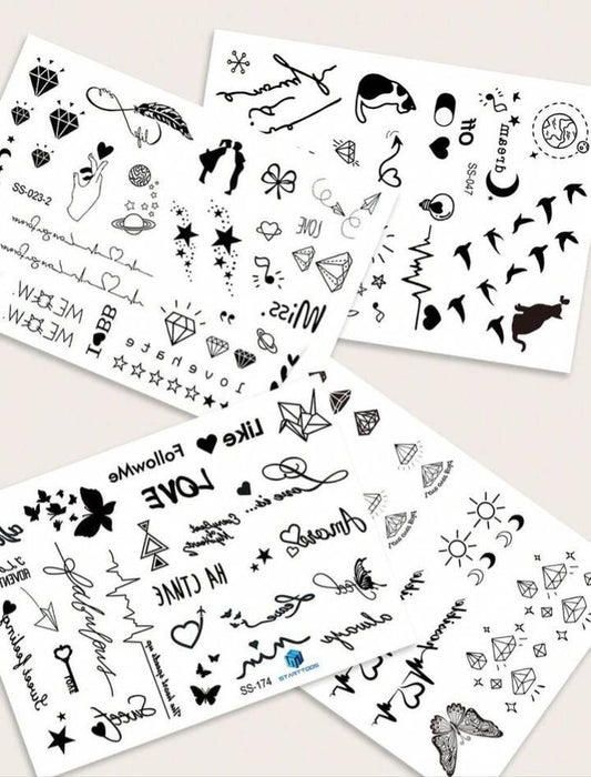 4 sheets black tattoo stickers