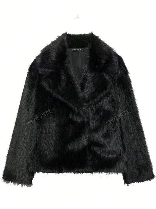 Fluffy Collar Long Coat