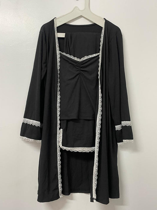 black sleepwear 3pcs set