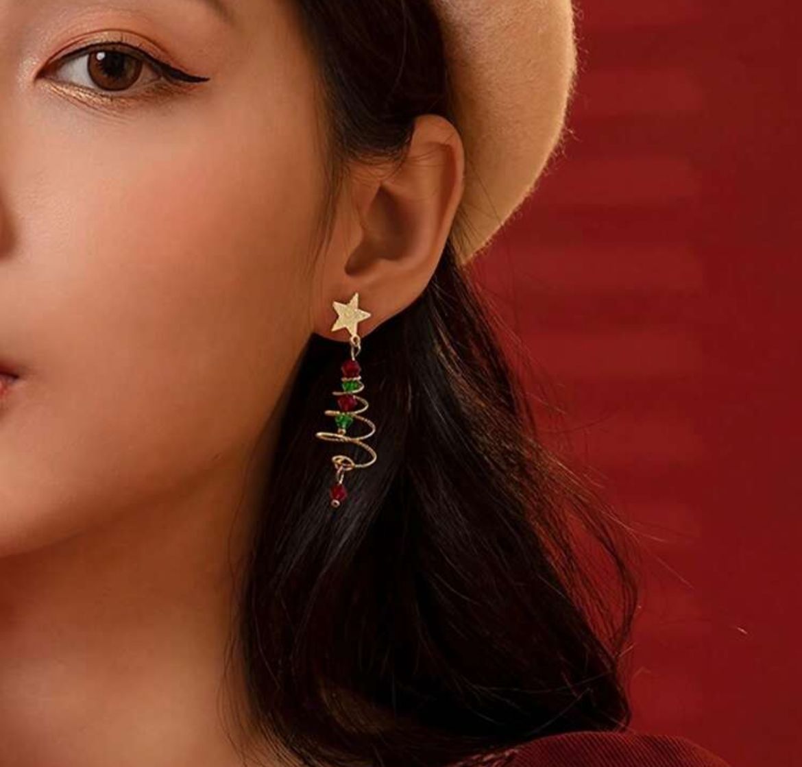 Silver Christmas Tree & Star Earrings
