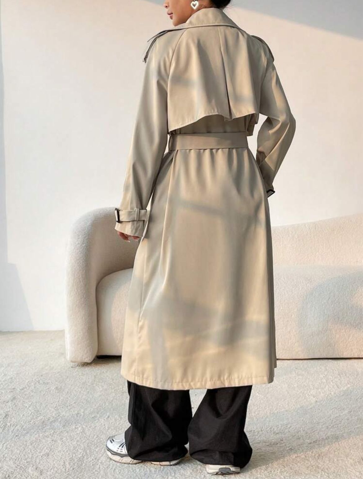 Double Breasted Belted Trench Coat